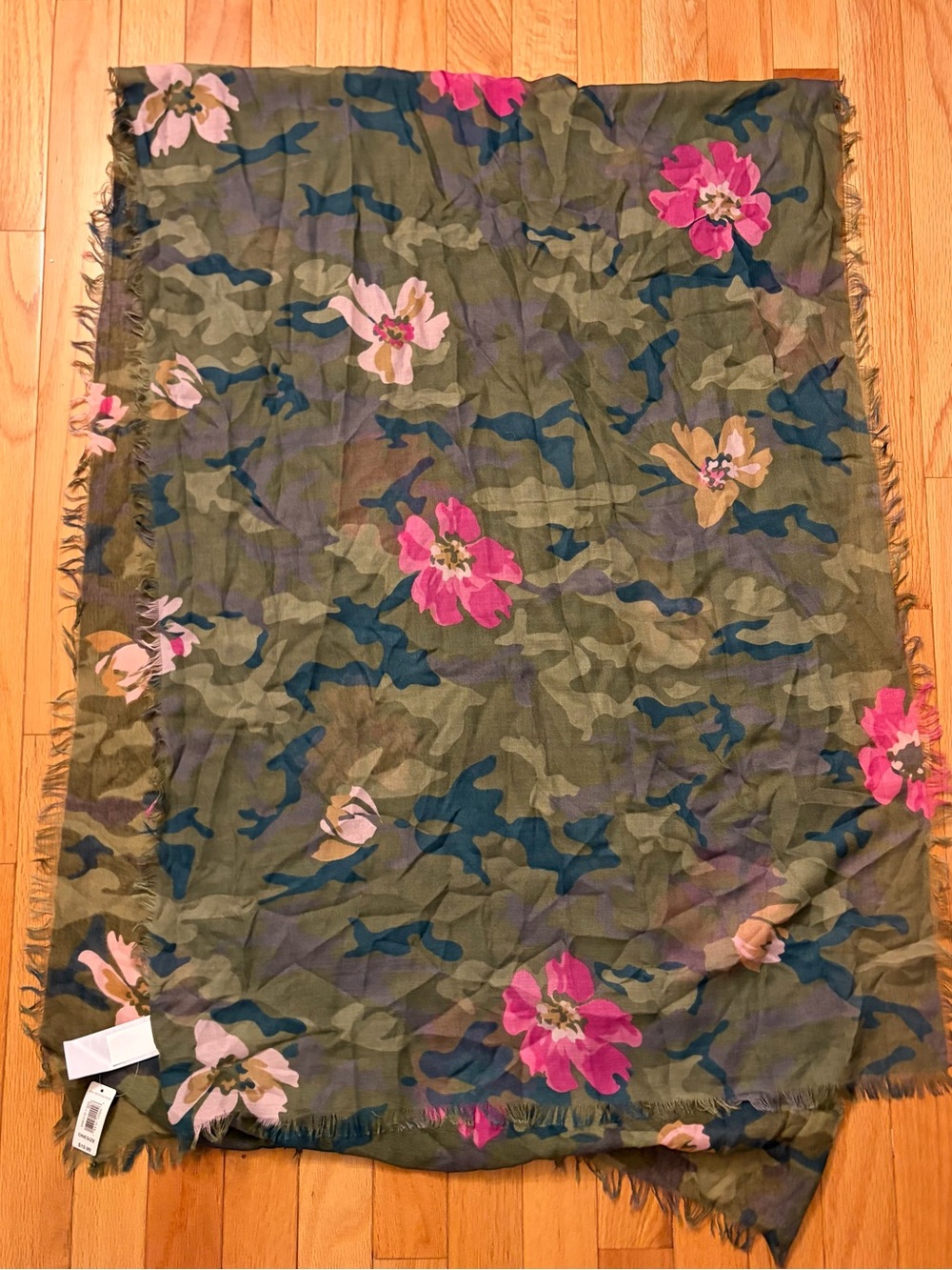 GAP Olive Camo Scarf with Pink & Cream Floral Print